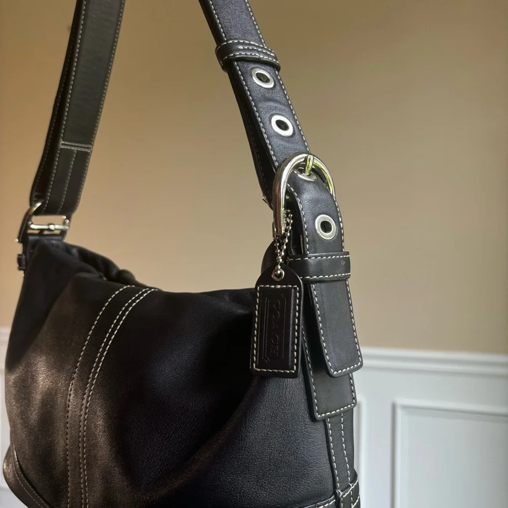 Coach Black Leather Shoulder Bag - Picture 6 of 15